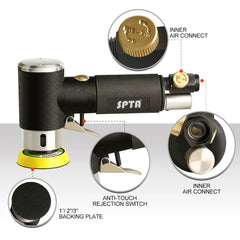 SPTA 1"/2"/3" Random Orbit Air Sander Machine Mini Pneumatic Polisher 15000RPM 3mm Orbit for Car Sanding Buffering Grinding