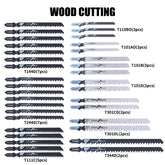 48 PCS Jigsaw Blades Set, T-Shaft HCS Assorted Blades for Fast Cutting, Straight Cutting Tools for Wood, PVC & Steel Pipe