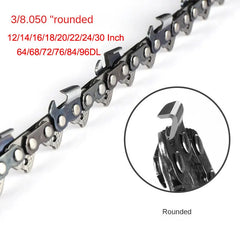 3/8" 050 Rounded 16/18/20/22/24/30 Inch Chainsaw Chain 64/68/72/76/84/96DL Electric Saw Replacement Saw Chains