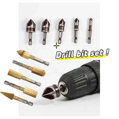 Metal Drills Five Blade Chamfering Machine Hexagonal Handle Drill Bit Woodworking Drilling Special Drill Bit Tool Parts Bit Set