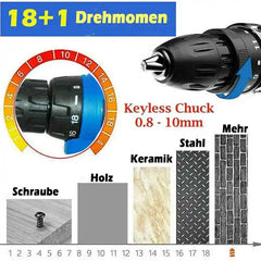 DayPlus 21V Mini Cordless Drill Kit 45Nm, 25+1 Torque Settings, Screwdriver Set with Carrying Case