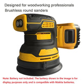 Electric Sander Mini Handheld Belt Sander High-Power Rechargeable Polisher 21V Brushless Cordless Circular Sander (No Battery)