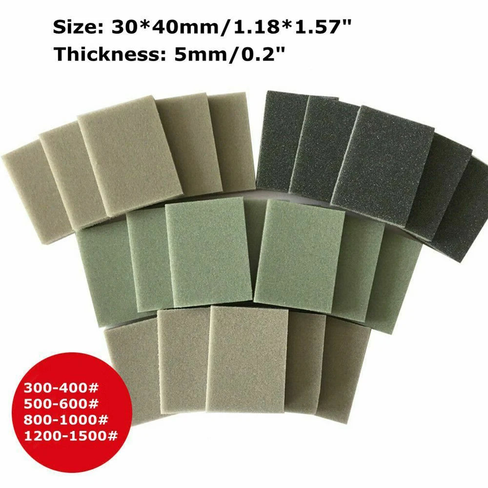 10/20 PCS Sponge Sanding Block Wet Dry Grinding Sandpaper Polishing Pads 300-400 500-600 800-1000 1200-1500 Grit Abrasive Tools