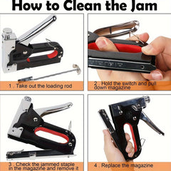4 in 1 Upholstery Staple Gun Heavy Duty, with 600 Staples,Adjustment Stapler Gun for Wood, Upholstery, Carpentry, Decoration DIY
