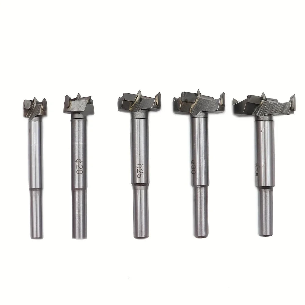"5PCS Wood Hole Saw Set - 15/20/25/30/35mm Drill Bits for Hinge Boring, Pilot Holes & Woodworking | Hole Opener Cutter"