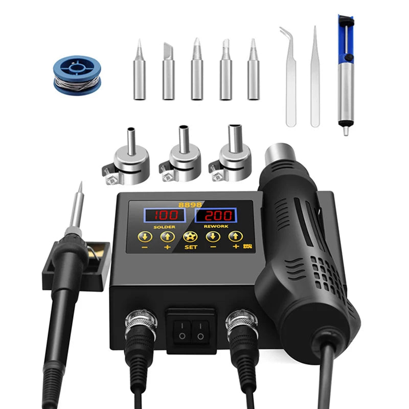 8898 Soldering Station Portable Digital Hot Air Gun Rework Solder Station Hot Air Blower Heat Gun Desoldering VS 8586D 8586