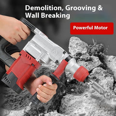 Including Chisels and Drill Bits with Case 220V Electric Hammer Drill Heavy Duty Rotary Hammer Drill, Copper Motor