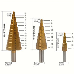 Step Drill Bit Stage Drills for Metal Wood High Speed Stepped Drill Set Power Tools 3-12 4-12 4-20 4-32mm