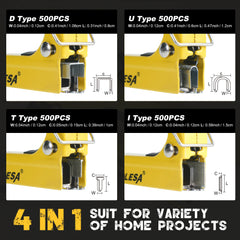 TOLESA Heavy Duty Staple Gun Kit 4 in 1 Upholstery Manual Stapler Gun with 2000 Staples for Wood Carpentry Crafts Wall DIY