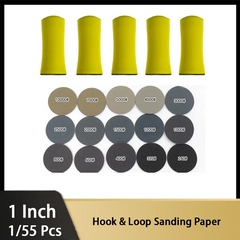 1 Inch Hand Sanding Block 25MM Sanding Disc Sandpaper Hook Loop Mixed Set