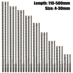 Extended Cross Electric Hammer Drill 110-500mm SDS Plus Through Wall Reinforced Concrete Hard Alloy Four Blade Impact Drill Bit