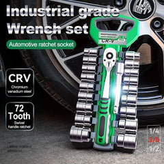 Ratchet Socket Wrench Set, Mechanic Tool Kit and Sockets Set with Quick Release Reversible Ratchet Handle and Extension