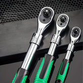 1/4,3/8,1/2 Inch Drive Socket Ratchet Set Extendable Handle Wrench 72-Tooth Quick-Release Reversible