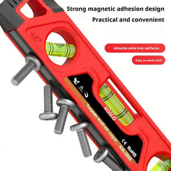 3 Bubble Spirit Level, Magnetic Leveling Tool, Shockproof Mini Inclinometer Ruler, Horizontal Gauge for Carpentry DIY, Aligner