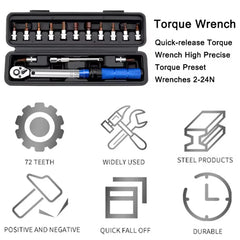 1/4inch Ratchet Torque Wrench 2-24N.m Torque Adjustable High Precise Quick-release Preset Repairing Tool