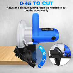 DayPlus Circular Saw 1500W 5000RPM Electric Power Circular Saw with Laser Guide, 0 to 45° Bevel Angle, 180mm Saw Blade