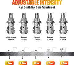 Manual Steel Nail Gun with 100 Nails Mini 5 Gears Power Adjustable Wall Rivet Gun Portable Concrete Blaster Nail Upholstery Tool