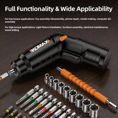 Electric Screwdriver Set, 4V Cordless Powered Screwdriver with Driver Bit Set in Carrying Case Rechargeable 2-Position Handle
