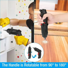 Portable Electric Screwdriver Cordless 47 in 1 Rotated 90 Degrees Rechargeable Screwdriver with LED for Home Office DIY Tools