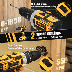 Jemi 12V/21V Cordless Electric Drill Set 45Nm Impact Drill
