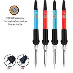 Soldering Iron Kit 60W Ceramic Heater 14 in1 Soldering Tool 200 to 450°C AdjustableTin Welding Machine with Tips Solder Wire
