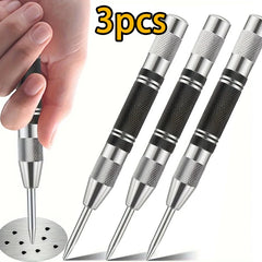 1/3pcs Heavy Duty Automatic Center Punch, 5'' Premium Steel, Spring Loaded, Adjustable- For Metal, Plastics, Wood Precision Tool
