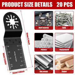 20/5pcs Oscillating Multi-Tool Blade Bi-Metal Saw Blades Set Professional Wood/Metal Universal Quick Release Multitool Oscillat