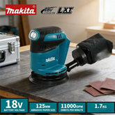 Orbital Sander Makita 18V DBO180Z - Low Vibration Efficient Furniture Polishing Woodworking Renovation Brushless Cordless Sander