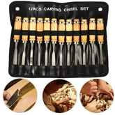 12PCS Wood Carving Hand Chisel Woodworking Lathe Gouges Tools Woodcarving Tools Set Carved Chisel Carving Knife Set