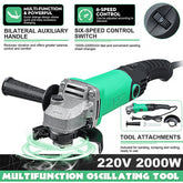 2000W 11000RPM Electric Angle Grinder 6 Speed Machine Cutting Grinding Metal Stone Power Tool Woodworking Carpentry Keuhz