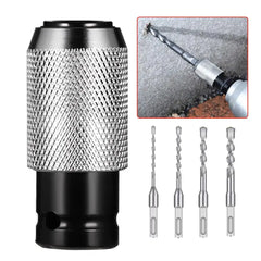 Rotary Hammer Adapter with 4 Impact Drill Bits Set Quick-Release Electric Hammer to Converter Kit for Electric Wrench Tools 