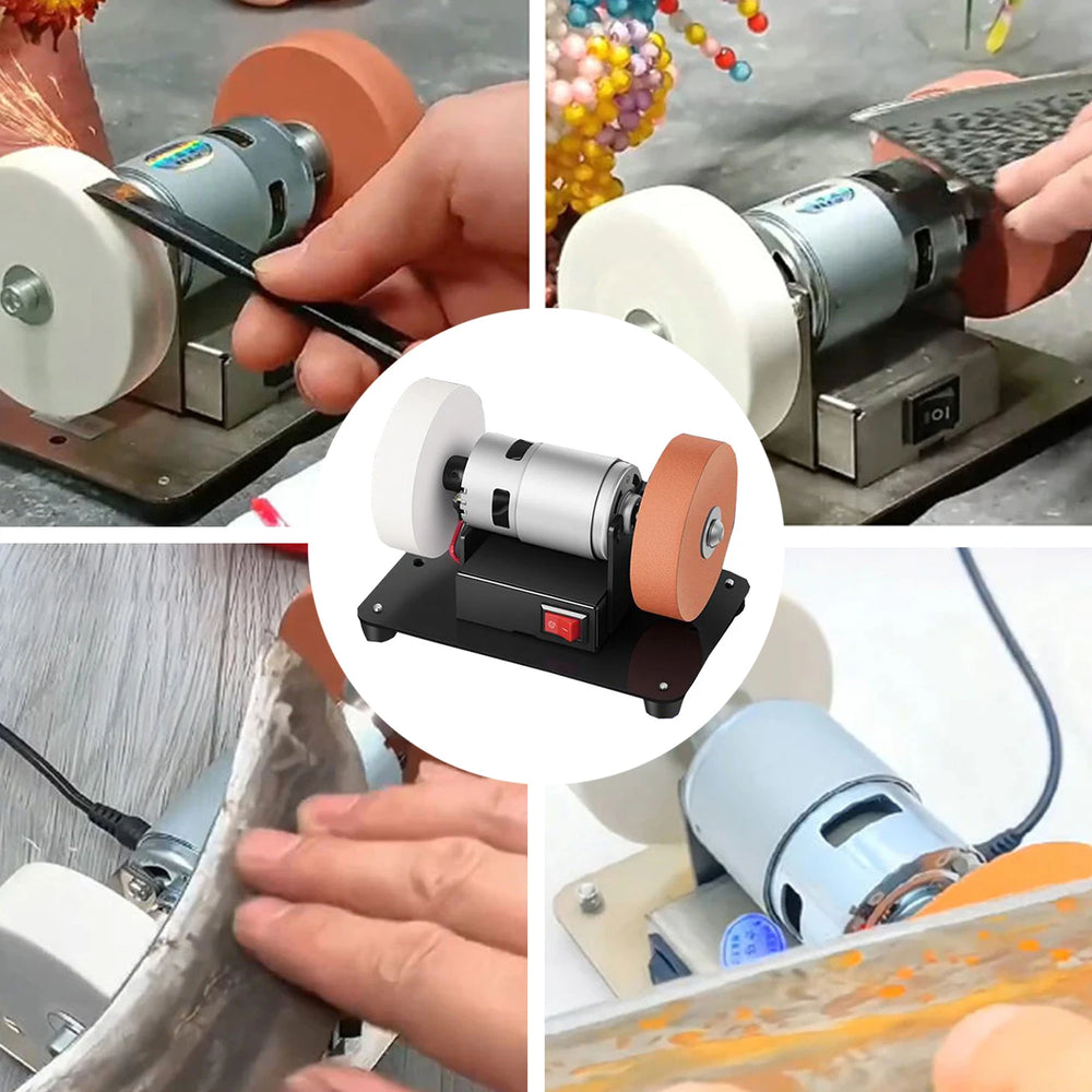 Mini Bench Grinder with 2 Wheels Electric Sharpener Grinder 7 Adjustable Speed for Metal/Wood/ Making/Jewelry Buffing