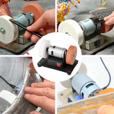 Mini Bench Grinder with 2 Wheels Electric Sharpener Grinder 7 Adjustable Speed for Metal/Wood/ Making/Jewelry Buffing