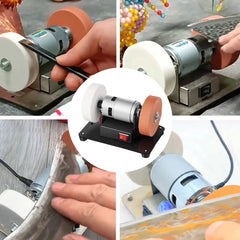 Mini Bench Grinder with 2 Wheels Electric Sharpener Grinder 7 Adjustable Speed for Metal/Wood/ Making/Jewelry Buffing