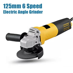 125mm Electric Angle Grinder 1050w 11000RPM 6-Variable Speed Power Tool Diy Grinding Machine for Grinding Cutting Metal Angular