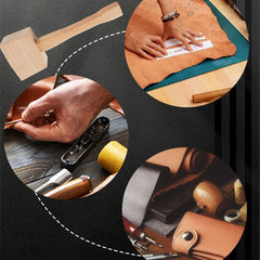 Wooden mallet, ergonomic handle, multi-purpose wooden mallet for woodworking, leather crafting, ice crushing, sturdy and durabl