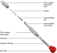 Professional Spring-Loaded Center Punch Tool | 5-inch Automatic Center Punch for Metal, Wood, and Plastic