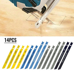 14Pcs/set Jigsaw Blades Assorted U Fitting Jigsaw Blades Set For Wood PVC Plastic Aluminum Sheet Metals Cutting TOOL
