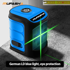 Laser level 2-line Green Laser, Self-leveling, can be operated with one hand, ideal for indoor DIY renovation