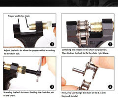Motorcycle Chain Breaker Link Removal Splitter Tool 420 428 520 530 Chain Cutter Riveting Tool for 420-530 Chains