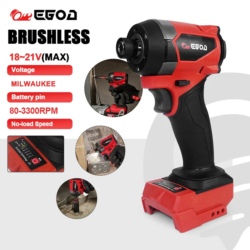 Electric Goddess Impact Driver 160NM Electric Driver For 20V Milwaukee Lithium Battery Brushless screwdrivers Power Tool 