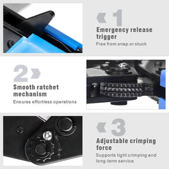 Professional Insulated Wire Terminals Connectors Ratcheting Crimper Tool for 22-10AWG HS-30J Wire Crimping Tool
