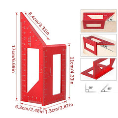Square Angle Ruler Marking Gauge Carpenter Tool Multifunctional Angle Ruler 45 90 Degree Aluminum Alloy Accurate Woodworking