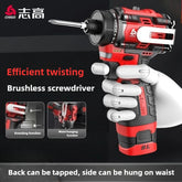 CHIGO Brushless Electric Drill Cordless Knockable Driller Driver 80N.m 18V Screwdriver Li-ion Battery Electric Power Tools