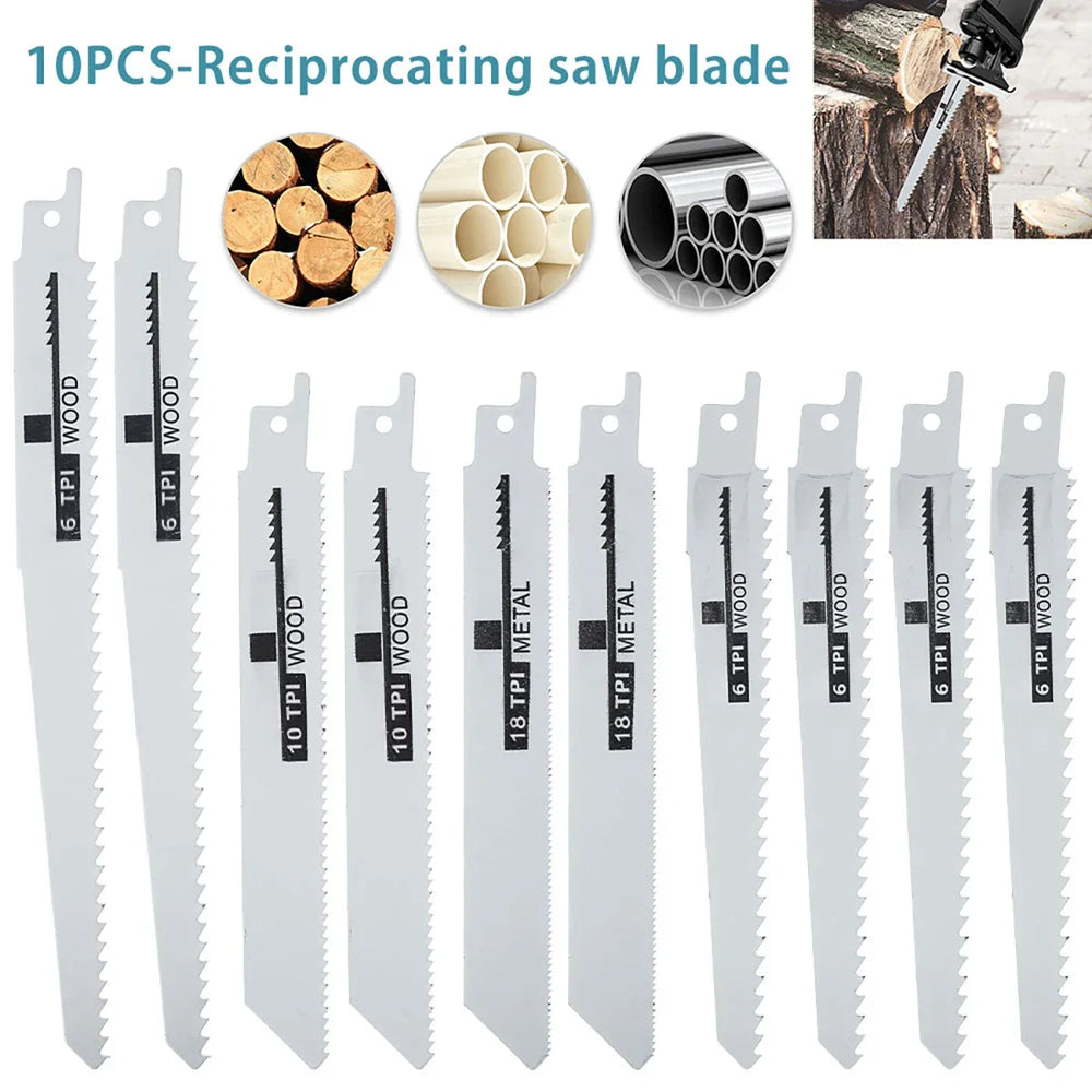 10Pcs Reciprocating Saw Blades Multi-Purpose Saber Saw Handsaw