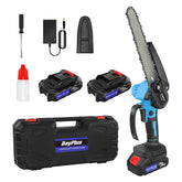 DayPlus 8 Inch Cordless Chainsaw Electric Handheld Wood Saw, 2PCS 4000mAh Battery Power Chain Saw with Safety Lock, Tree Trimmer