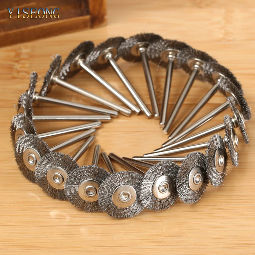 10Pcs Dremel Accessories 22mm Steel Rotary Brush Wire Wheel Brushes for Grinder Rotary Tool for Mini Drill Polishing