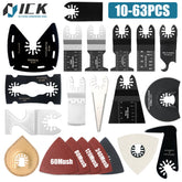Oscillating Tool Blade Set 10-63PCS Multi Tool Blades Kit for Cutting Wood Metal Plastic Sanding & Scraping Accessories