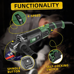 230V Angle Grinder 1000W Variable Speed Grinder for Multi-Material Household Processing Power Tools with Case