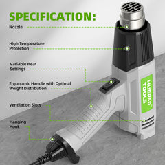 Heat Gun 1500W-1800W Electric Heat Air Gun With LCD Temperatures Adjustable Thermal Blower Shrink Wrapping Construction Drye